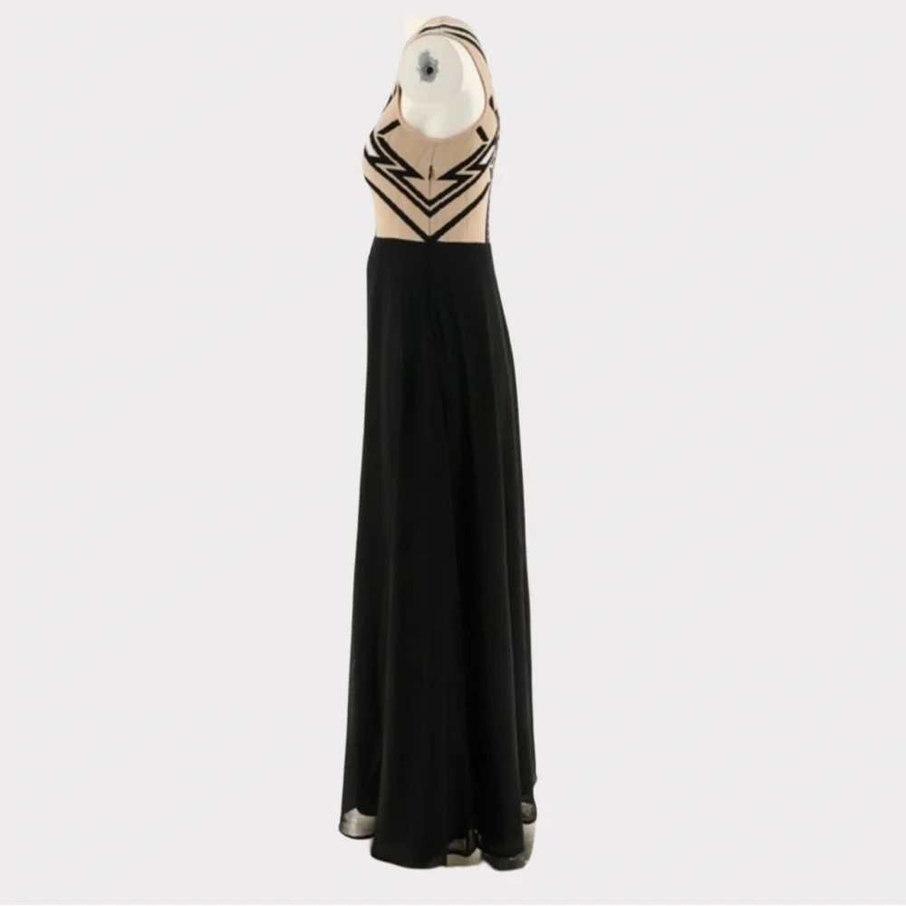 NWOT | G.I.L.I. Maxi Dress | Black & Tan | Sweater Top | Chiffon Skirt | 16P - Picture 4 of 8